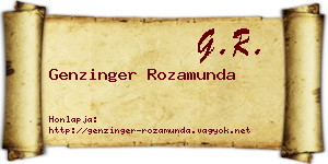 Genzinger Rozamunda névjegykártya